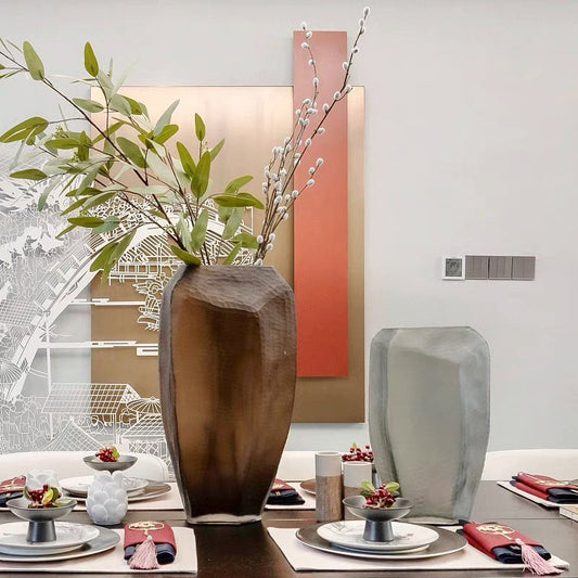 Bruine glazen vaas (v14686-380chocolade)