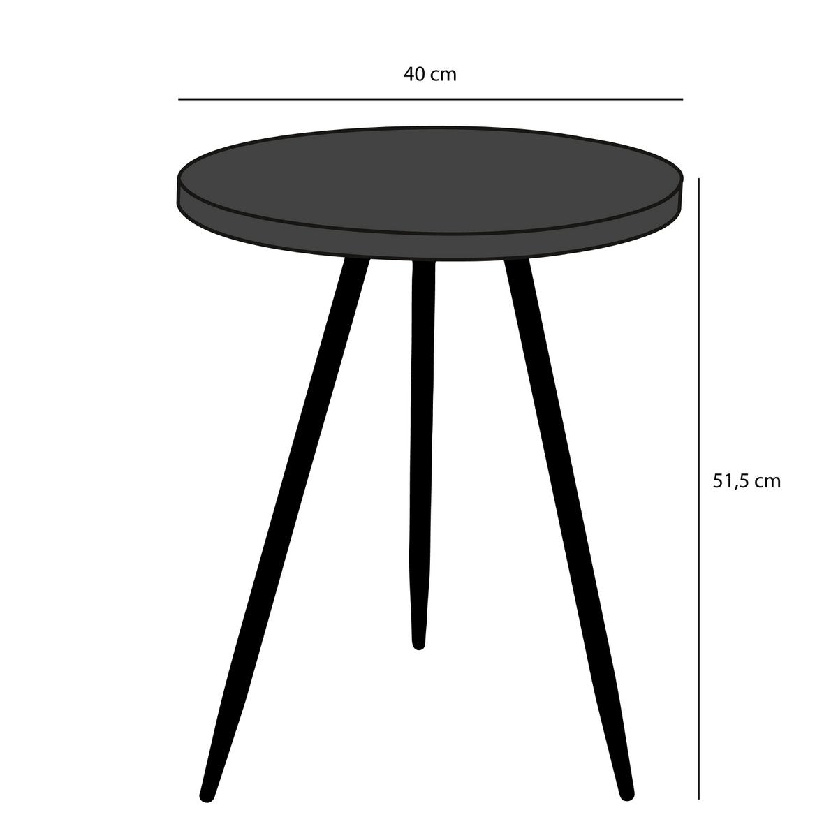 Kent Bijzettafel - H52 x Ø40 cm - Metaal - Zwart
