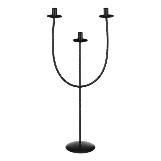 Kantas Kandelaar - L30 x B15 x H73 cm - Metaal - Zwart