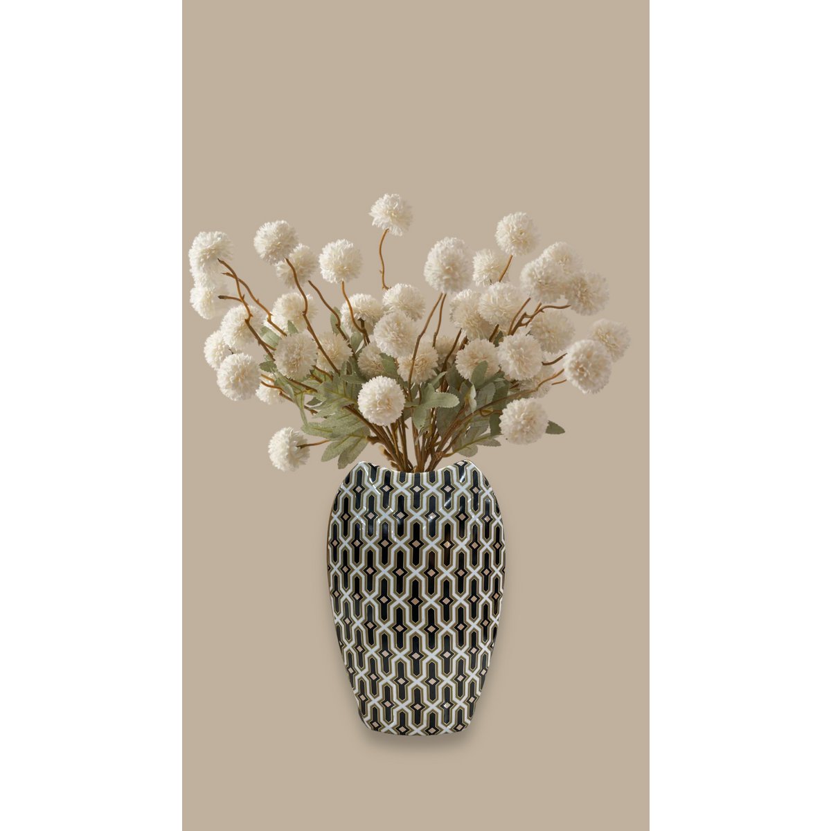 Vintage porseleinen vaas (CV11280-13-13-zwart-GROOT)