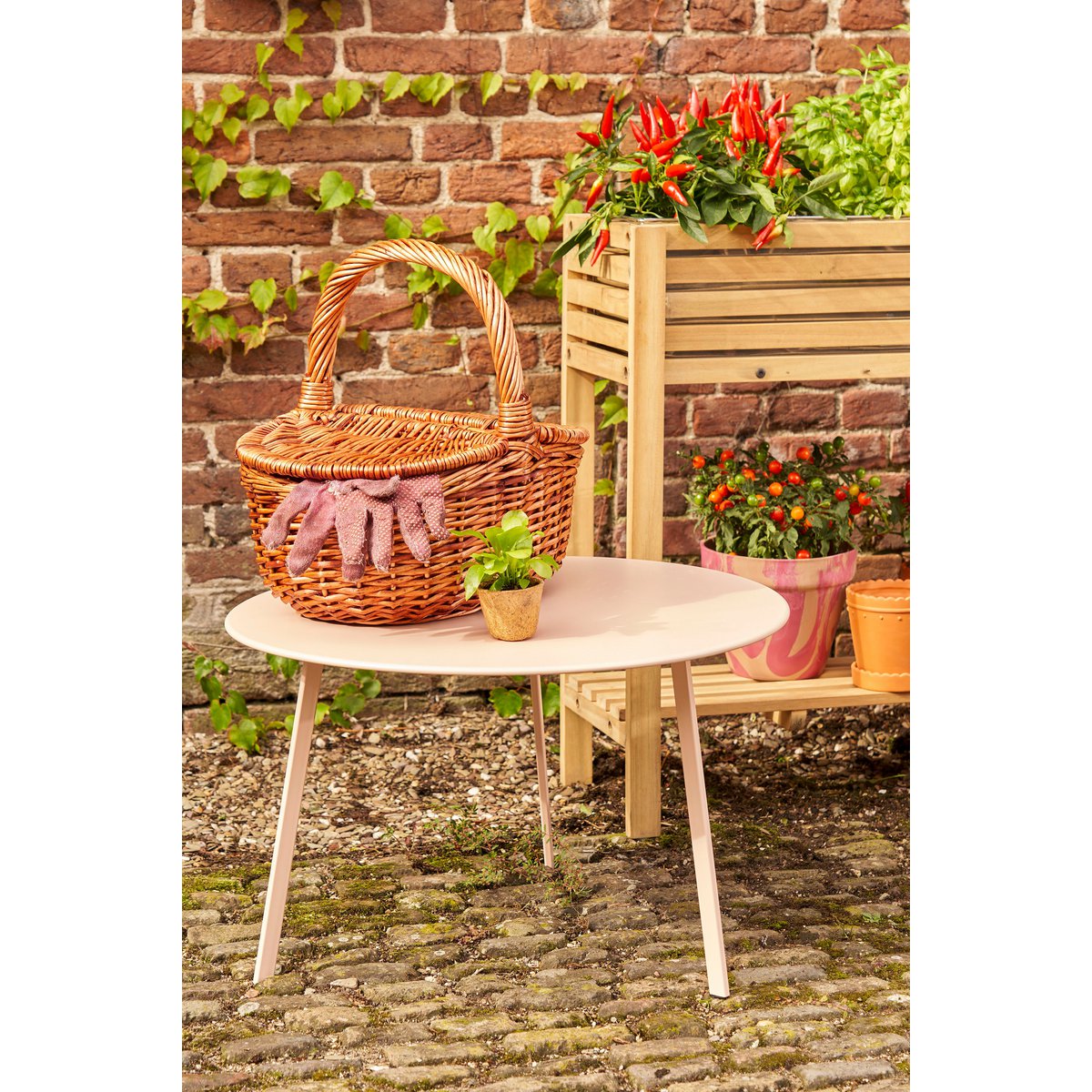 Seatle Bijzettafel voor Buiten - H38 x Ø58 cm - Metaal - Lichtroze