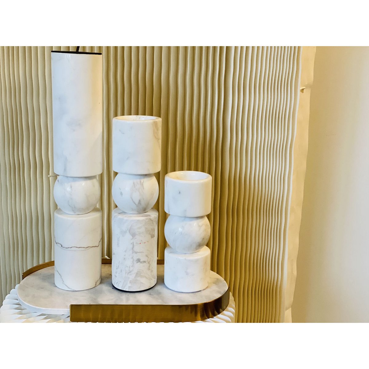 KANDELAAR | MARBLE | WHITE 3 SIZE