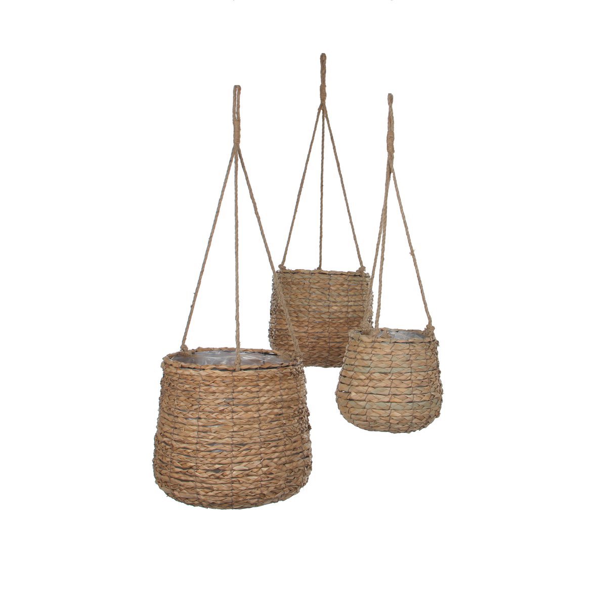 Avalon Hangende Bloempot - Set van 3 - H90 x Ø30 cm - Zeegras - Lichtbruin