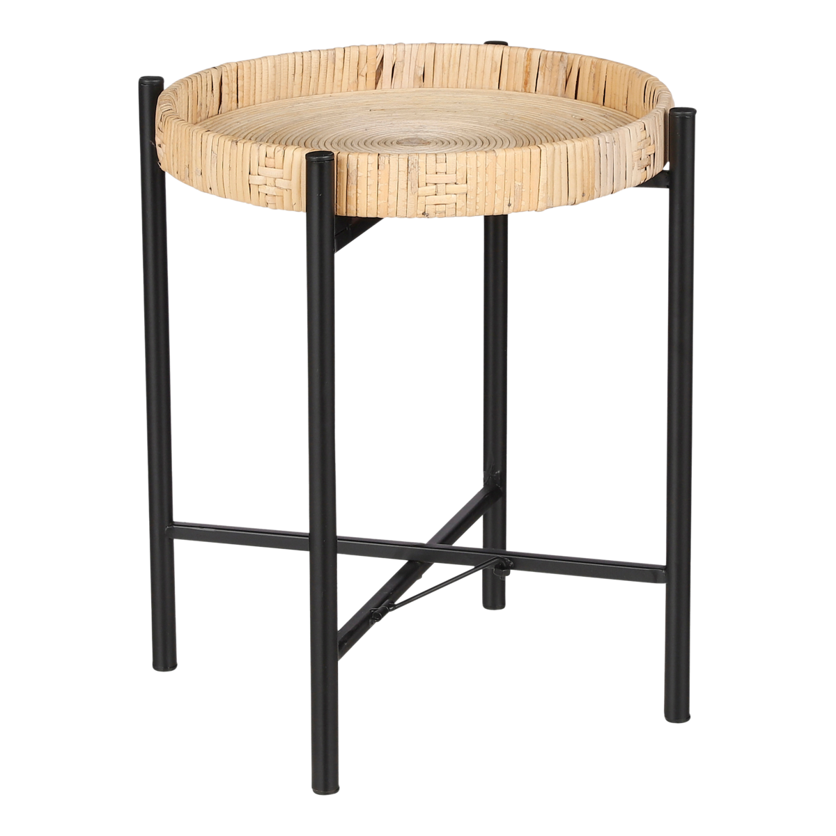 Kaj Bijzettafel - H40 x Ø30 cm - Rotan - Bruin