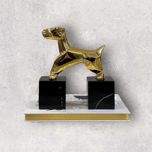 Modernistische Art Deco Chrome Terrier-beelden in de stijl van Nikolsky ( 1pc )