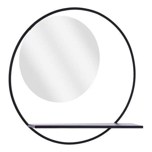 Phoenix Wandspiegel - B11 x Ø58 cm - Metaal - Zwart