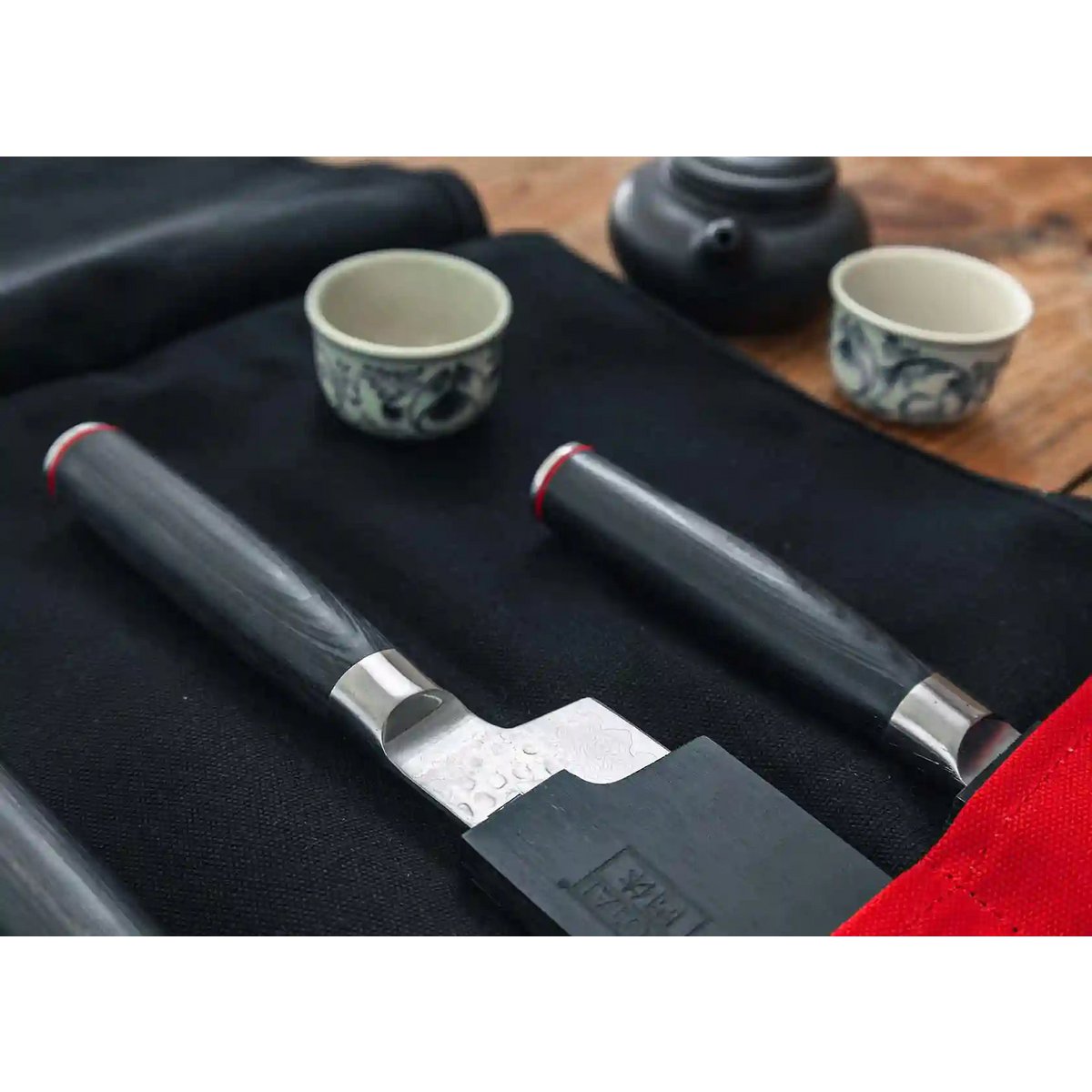 Keukenaccessoires - KOTAI messenroltas - 100% katoen (7 sleuven voor 6 messen en een aanzetstaal)