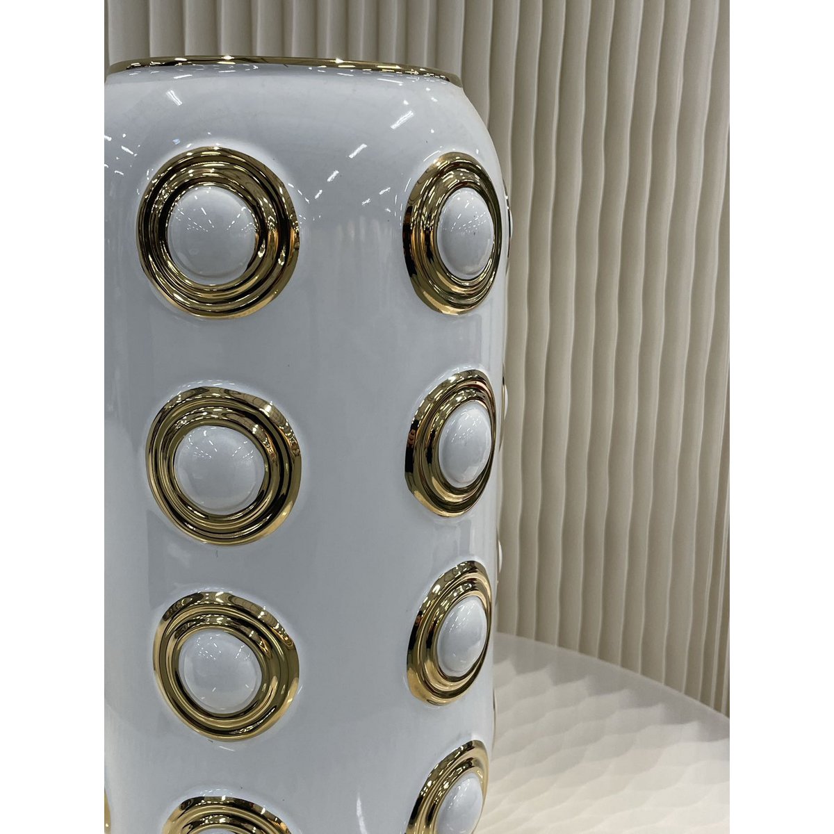 Gouden vaas met 4 cirkels | Decoratieve Vaas