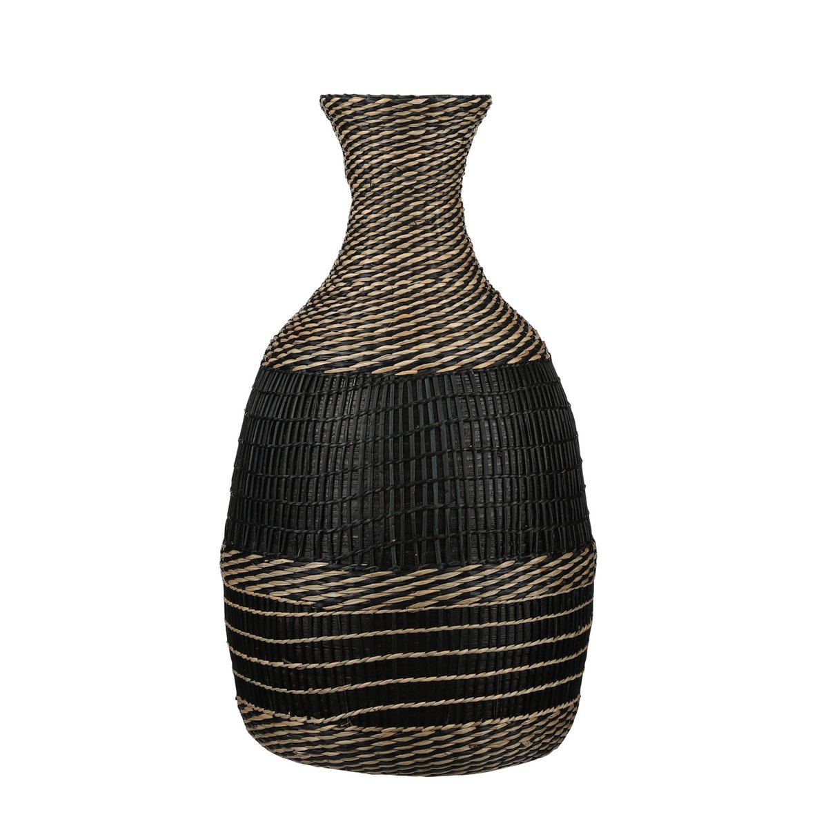 Yasmin Decoratieve Fles - H48 x Ø28 cm - Zeegras - Zwart