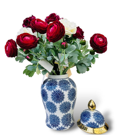 BIG size-blauwe en witte porseleinen bloemenvaas (voor keuken thuis)