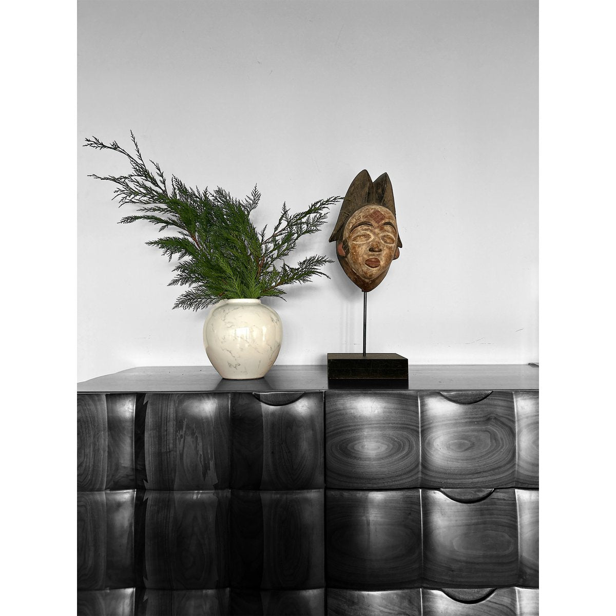 Vintage keramiek Ronde vaas Wit Groot H*28W*25